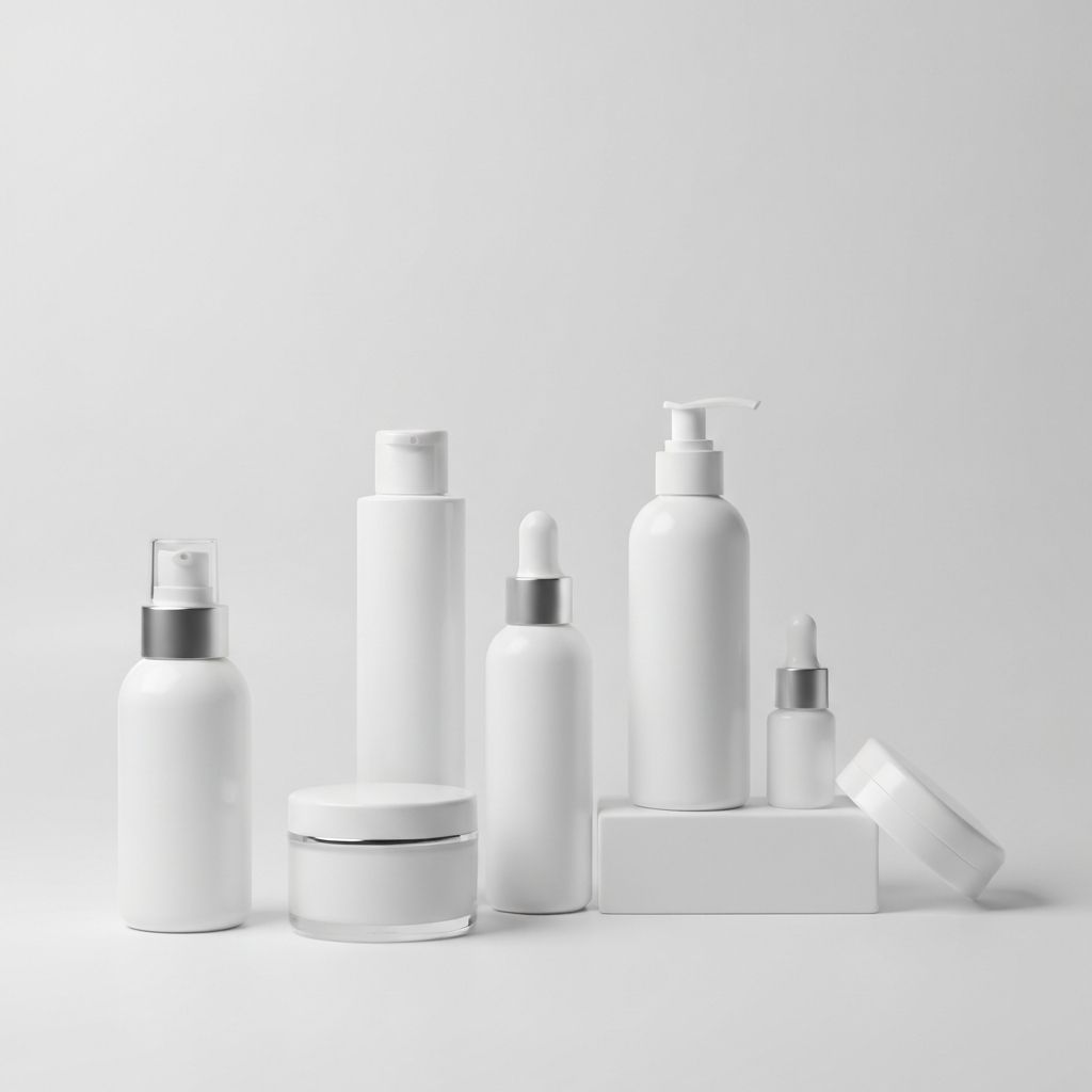 Czysty i minimalistyczny display produktów kosmetycznych